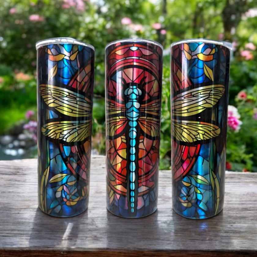 Tumbler with Dragonfly Design